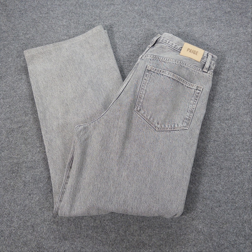 Paige Sawyer Wide Leg Grey Organic Cotton High Rise Jeans Size 31 #4793